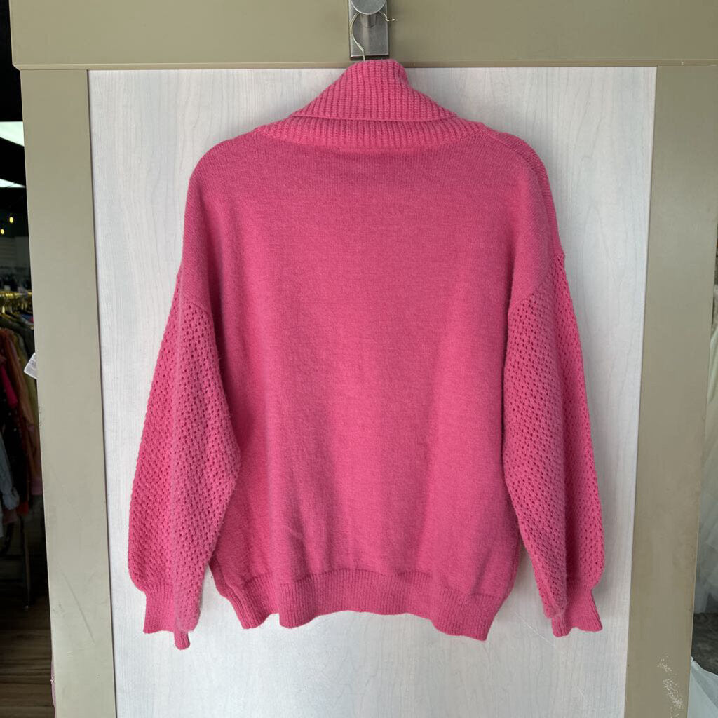 Lulu's Turtleneck Textured Sleeve Sweater Large