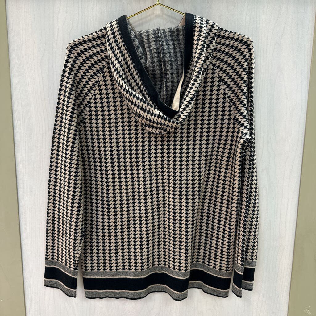 Brown/Black Houndstooth Print Sweater Size Large