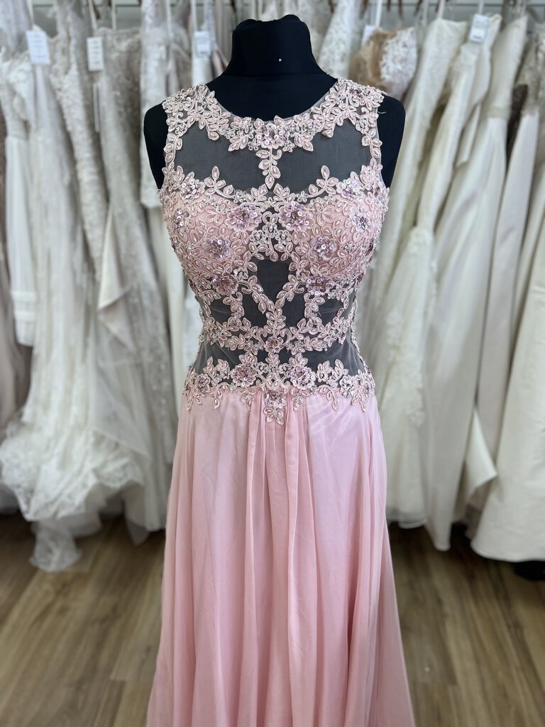 Lace Illusion Cutout Long Formal Dress Small