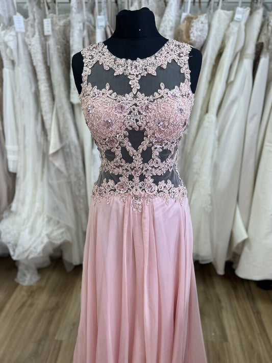 Lace Illusion Cutout Long Formal Dress Small