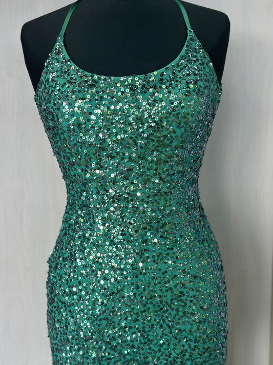 Jules & Cleo Sequin Low Back Long Formal Dress 0 (AS IS)