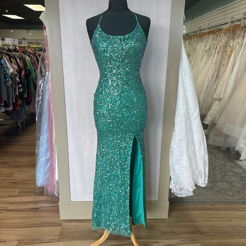 Jules & Cleo Sequin Low Back Long Formal Dress 0 (AS IS) – newdsalem