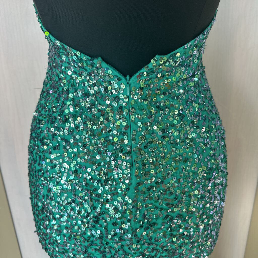 Jules & Cleo Sequin Low Back Long Formal Dress 0 (AS IS)