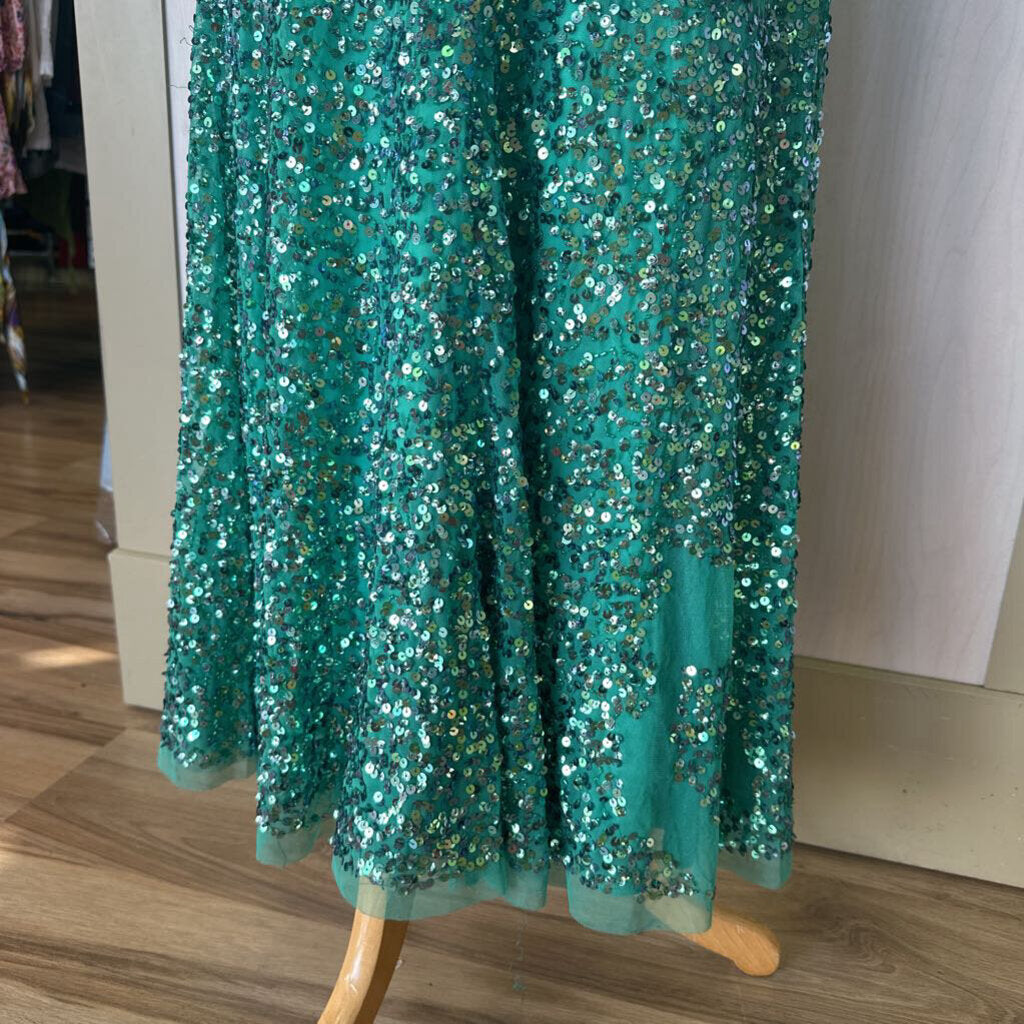 Jules & Cleo Sequin Low Back Long Formal Dress 0 (AS IS)