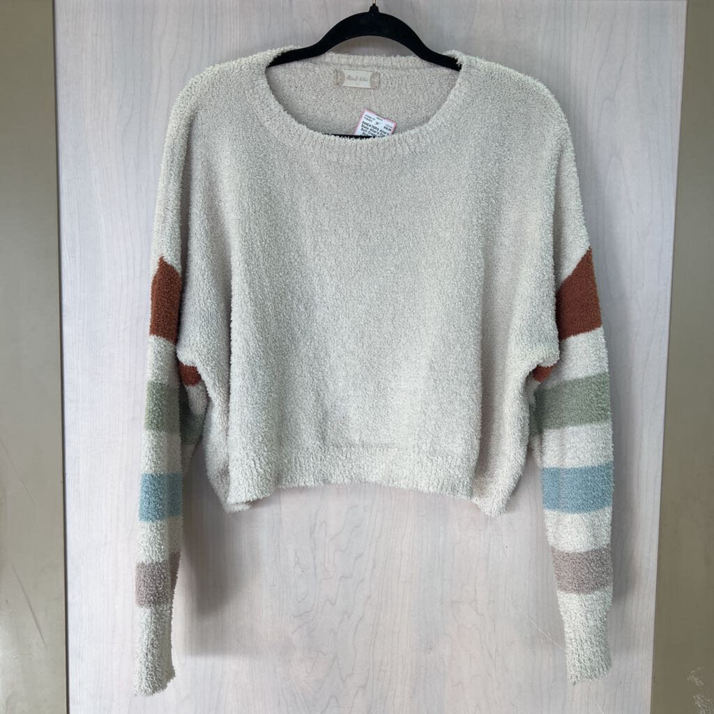 Altar'd State Soft Cream Long Stripe Sleeve Sweater Large