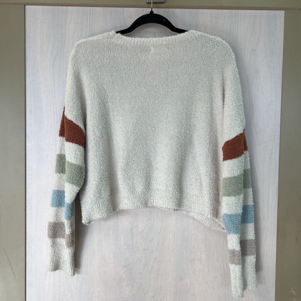Altar'd State Soft Cream Long Stripe Sleeve Sweater Large