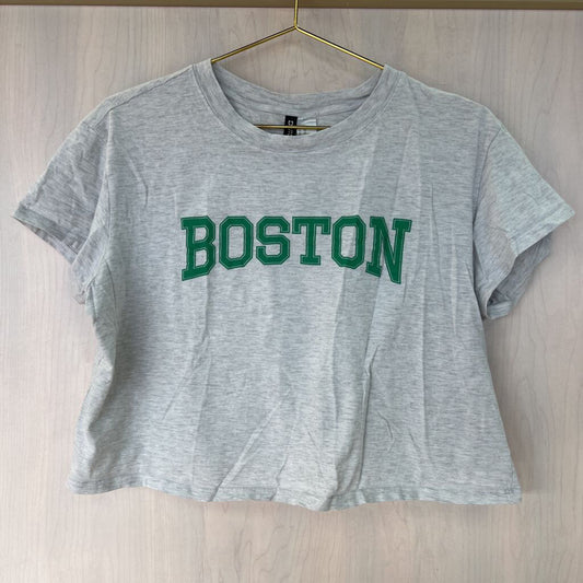 Divided Cropped Grey "Boston" Graphic Short Sleeve Tee Extra Large