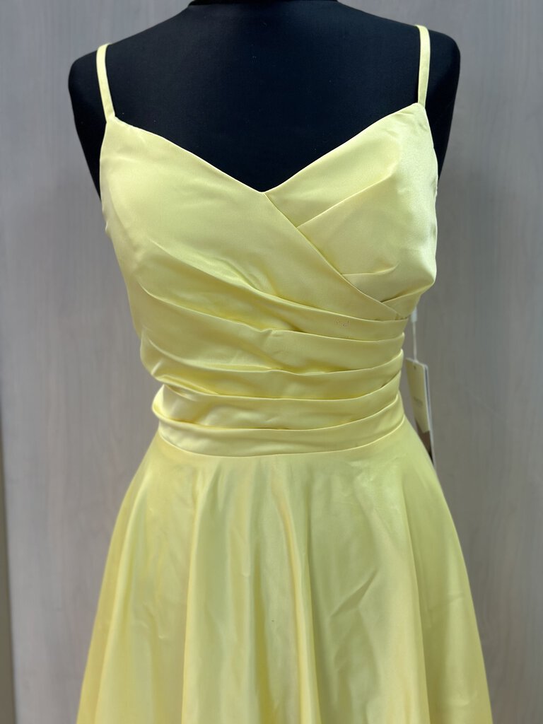 Stacees Yellow Spaghetti Strap A-Line Formal 14