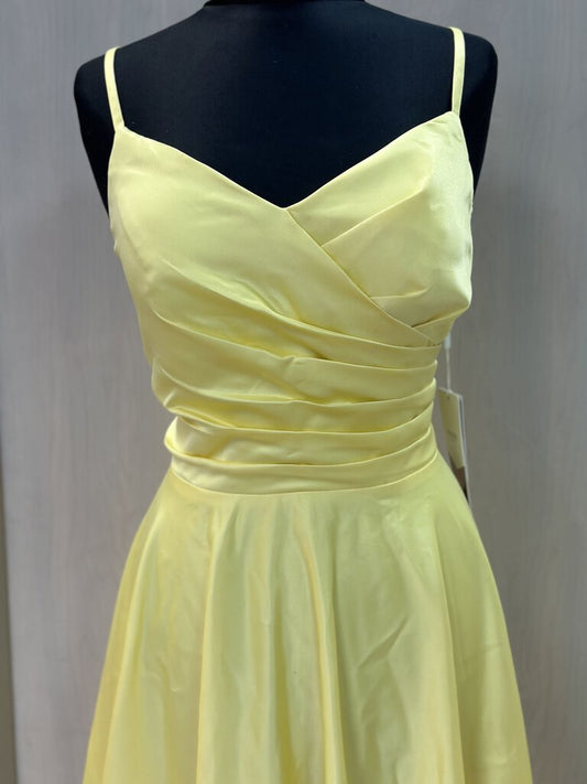 Stacees Yellow Spaghetti Strap A-Line Formal 14