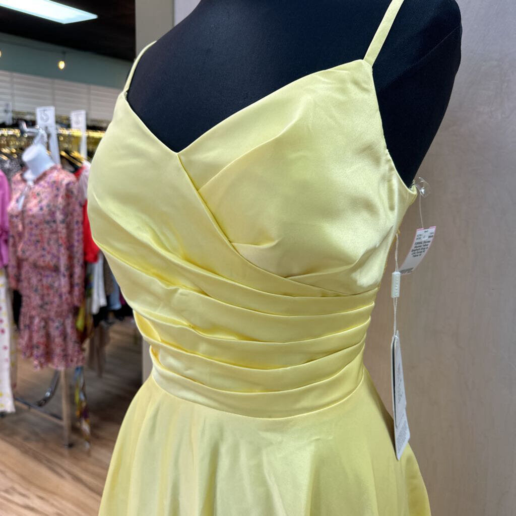 Stacees Yellow Spaghetti Strap A-Line Formal 14