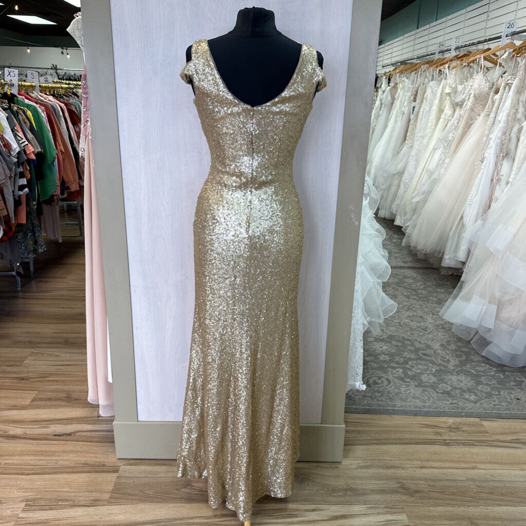 Matte Gold Off Shoulder Long Formal Dress 6