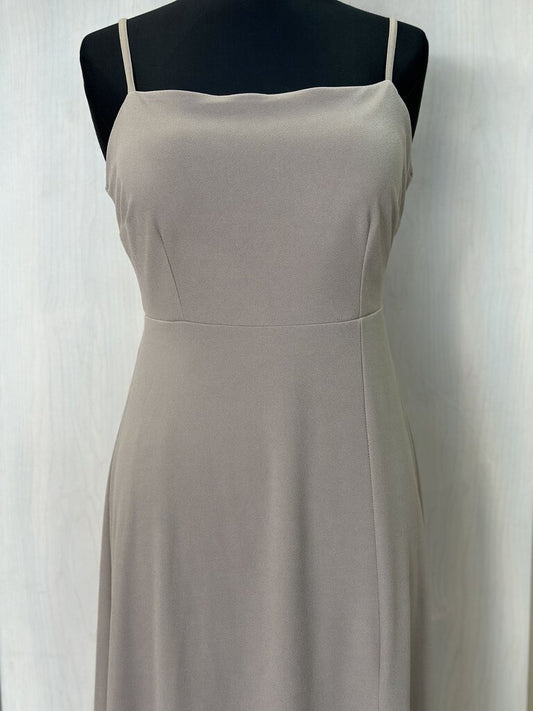 Birdy Grey Long Crepe Bow Back Formal Dress Large