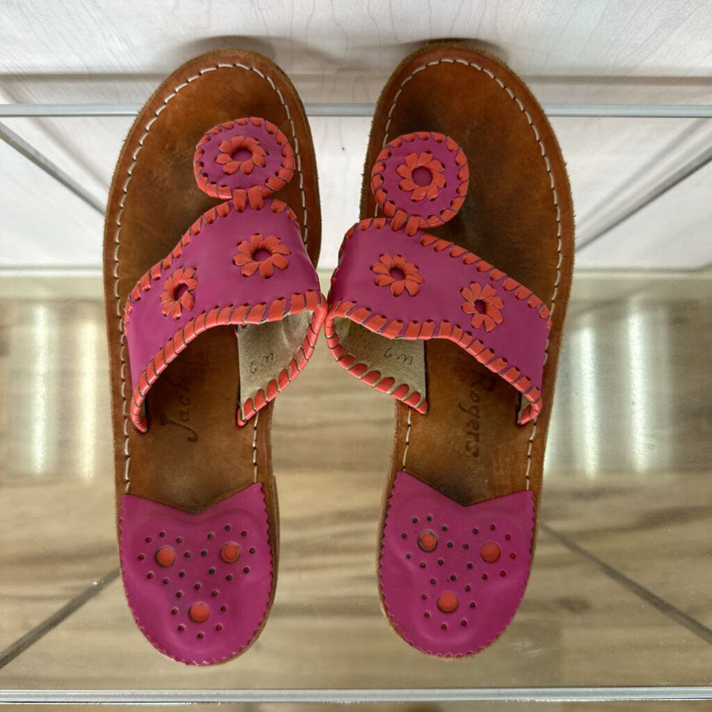 Jack Rogers Navajo Pop Fuchsia/ Coral Sandals 6M