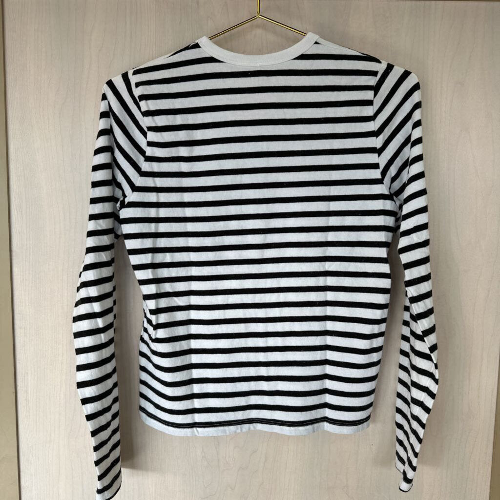 Black/White Striped Longsleeve Crewneck Shirt Small
