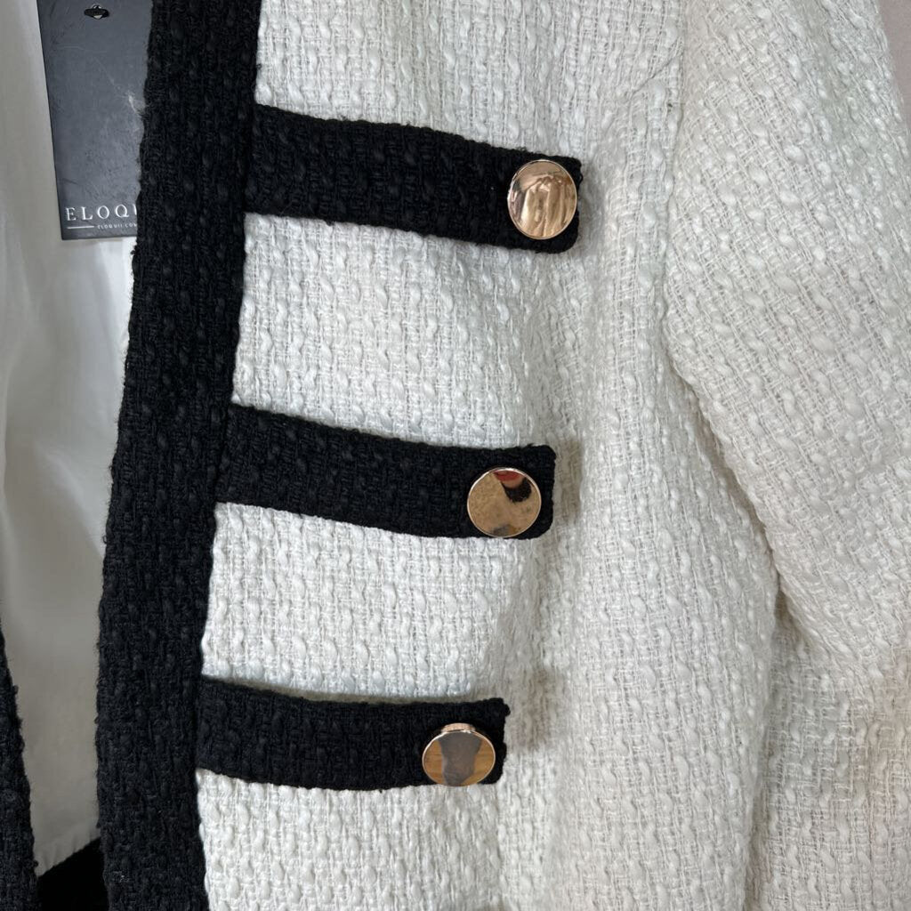 Eloquii Cream/ Black Tweed Detail Blazer 18 NWT