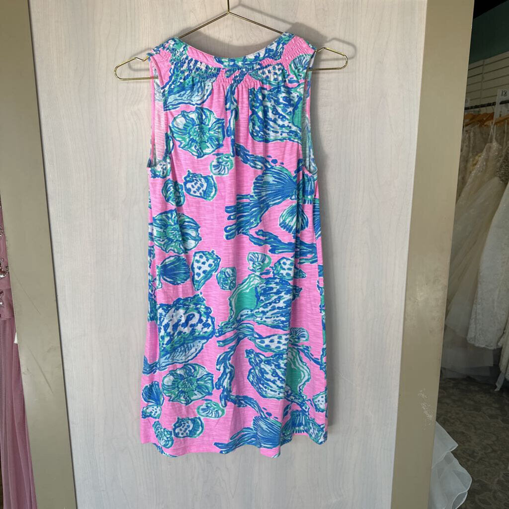 Lilly Pulitzer Pink/Blue Tank Loose Dress Medium