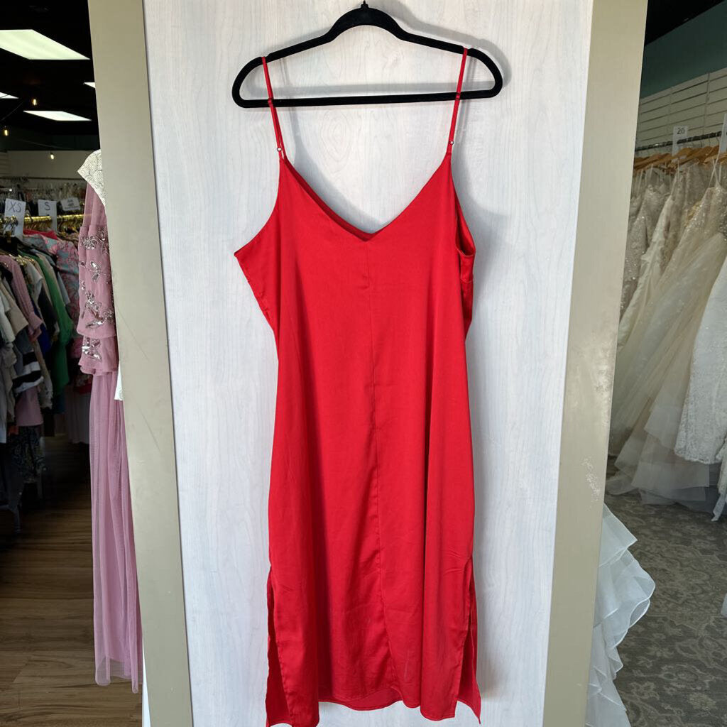 The Drop Red Silky Midi Dress Extra Extra Large