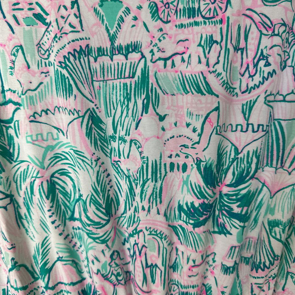 Lilly Pulitzer Teal/Pink Romper with Tassels Medium