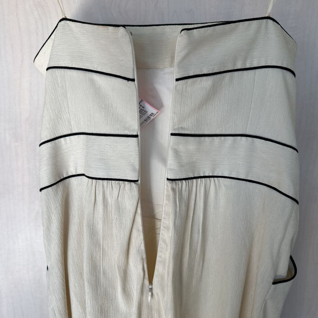 Milly Cream/Black Strapless Structured Short Dress 6