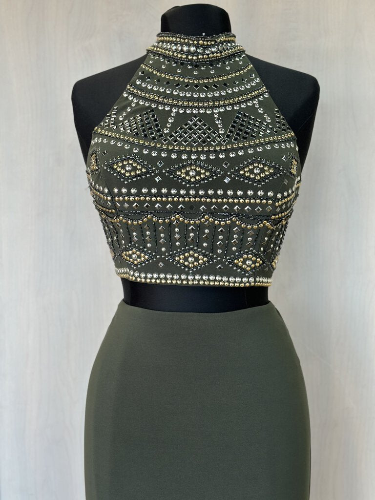 Alyce Green Two Piece Studded Top Formal 8