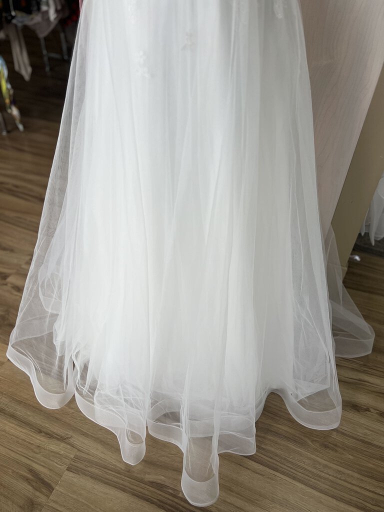 White Tulle Sheer Top Formal Long Gown 4