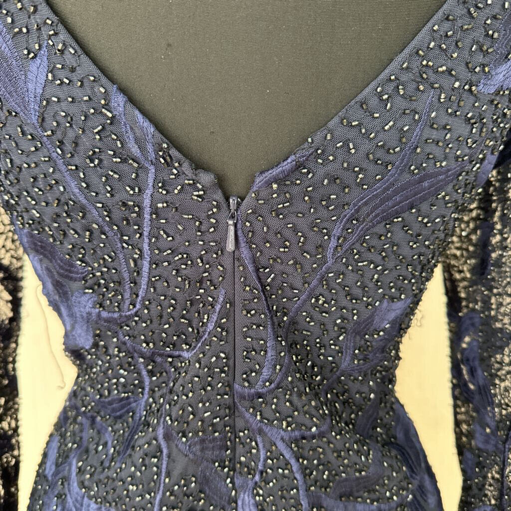 Aidan Mattox Long Sleeve Beaded Lace Cocktail Dress 12