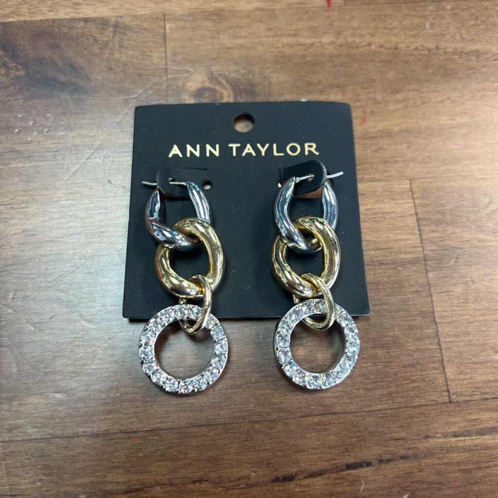 Gold/Silver Chain Earrings with Rhinestone Detail