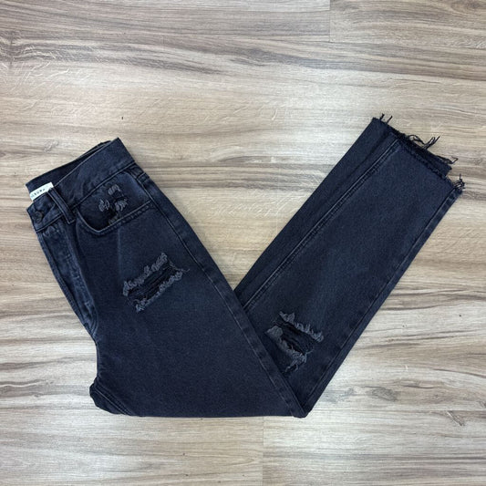 Pacsun Ultra High Rise Slim Black Denim Distressed Jeans 24