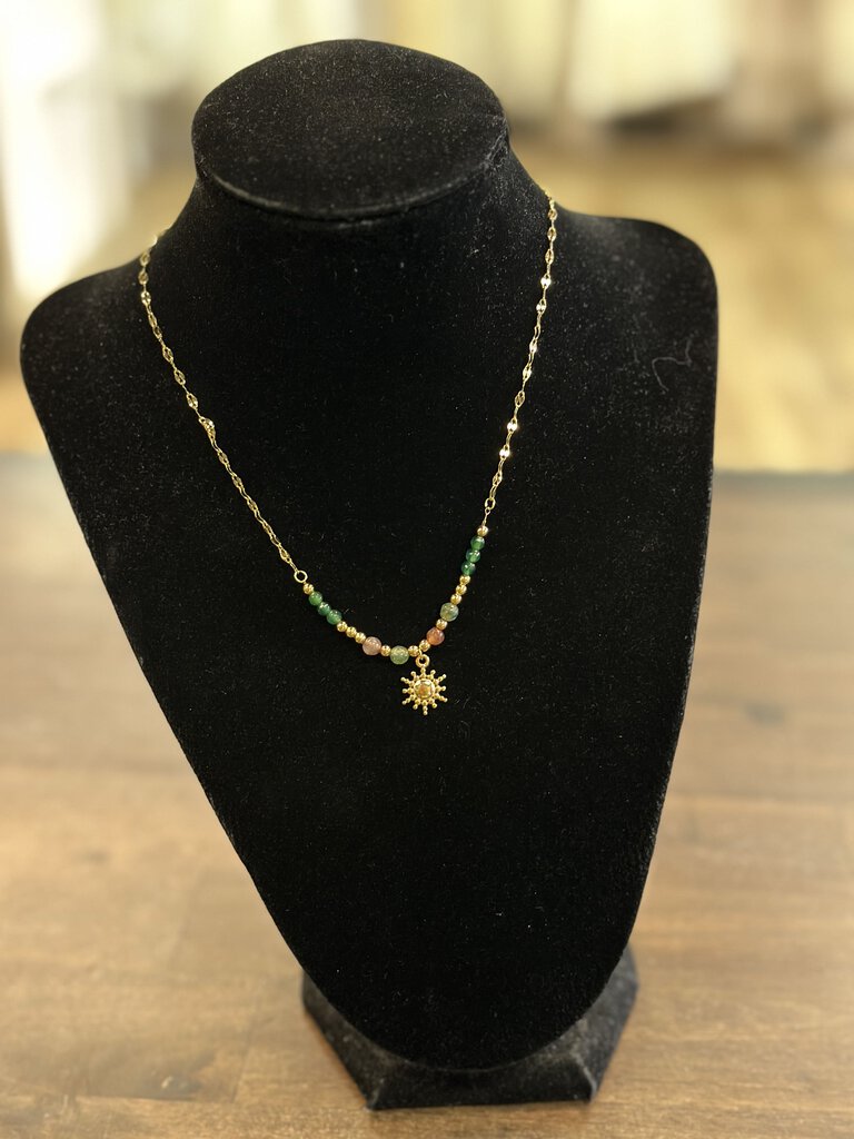 Gold/Beaded Sun Necklace