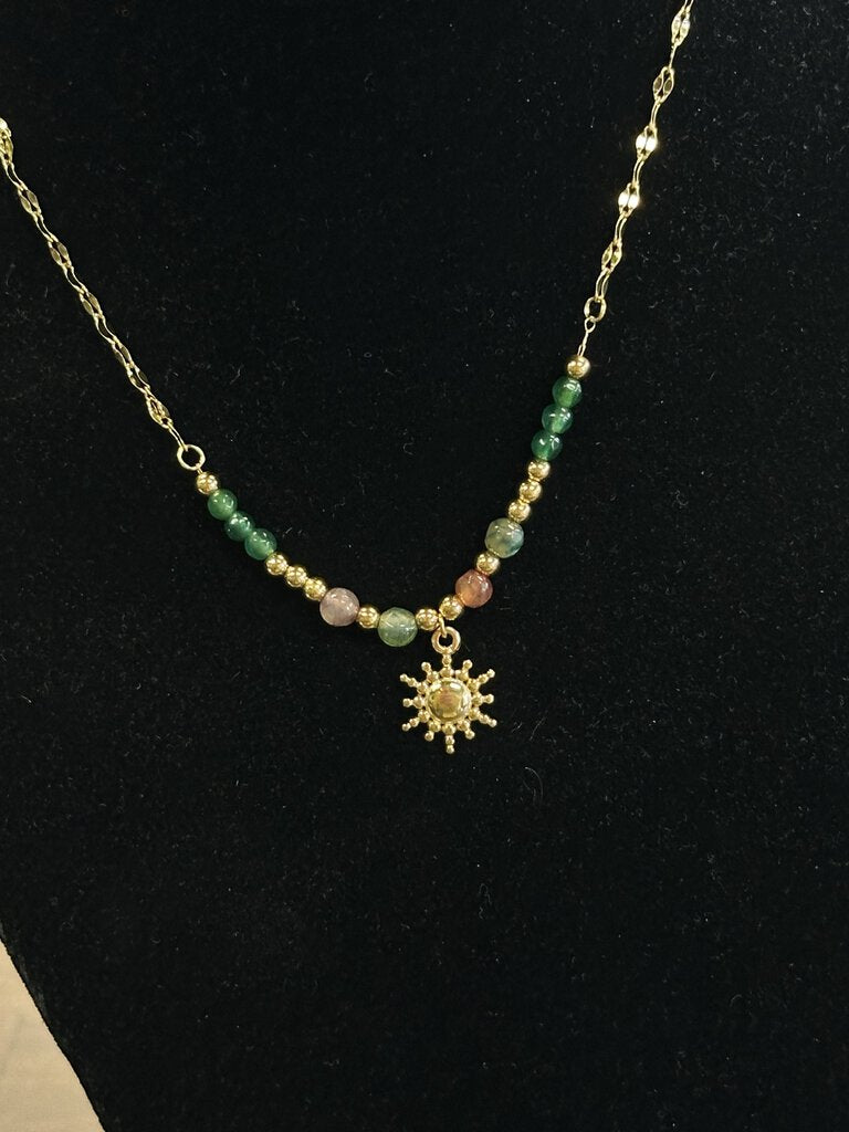 Gold/Beaded Sun Necklace