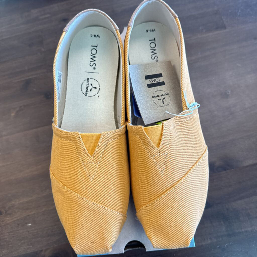 Toms Alpargata Golden Yellow Eco Dyed Twill Shoes NWT 8.5