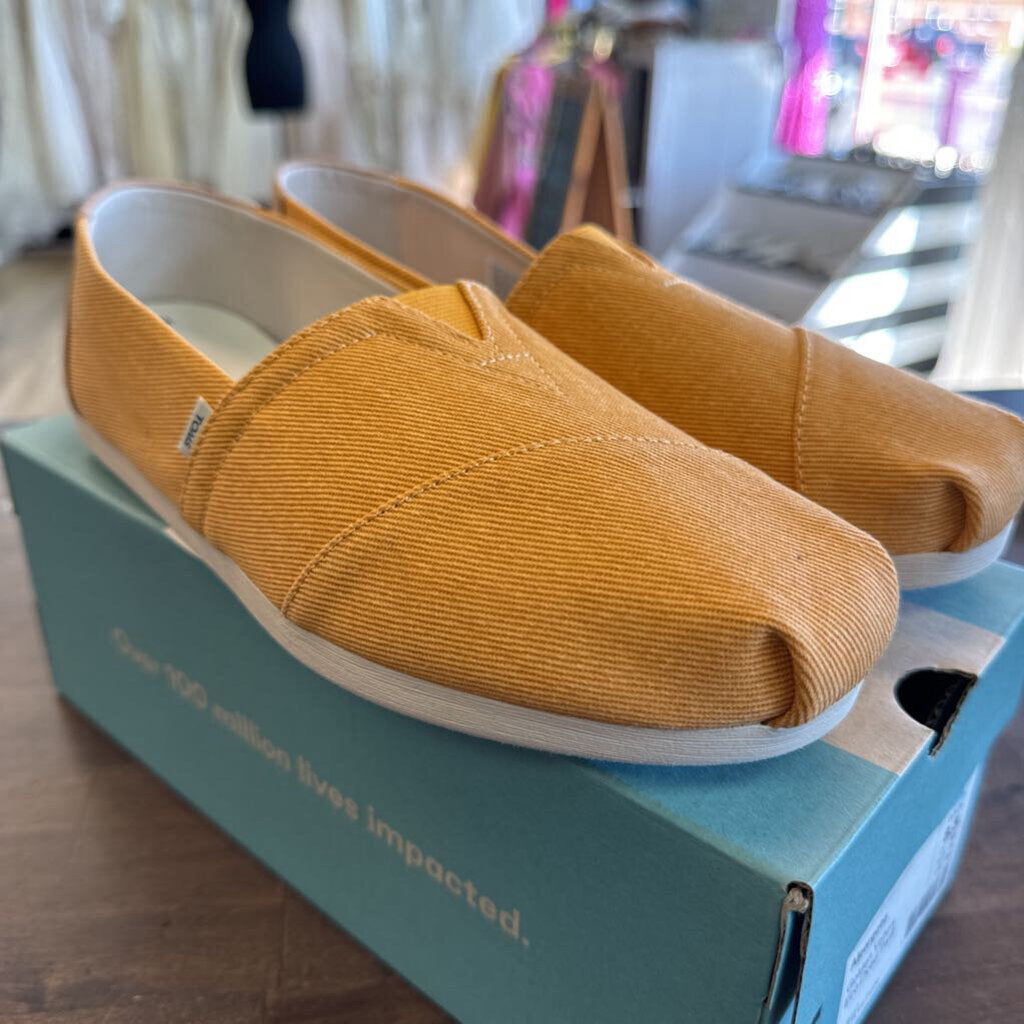 Toms Alpargata Golden Yellow Eco Dyed Twill Shoes NWT 8.5