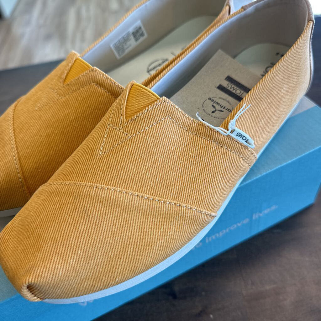 Toms Alpargata Golden Yellow Eco Dyed Twill Shoes NWT 8.5