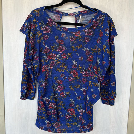 Free People Royal Blue Floral Longsleeve Small