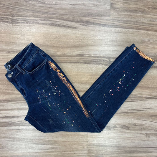 Dark Blue Paint Speckled Jeans 6