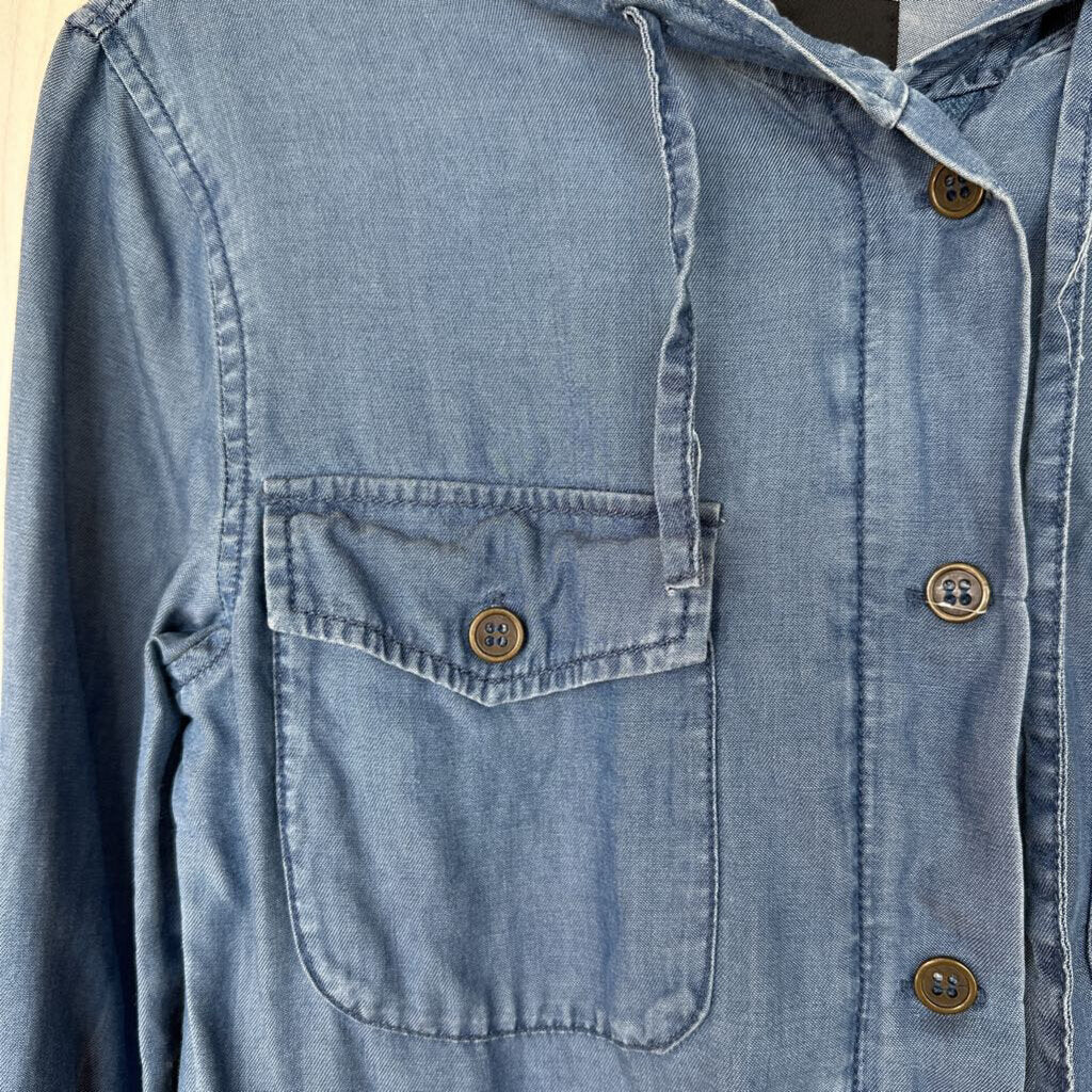 Chambray Utility Hooded Jacket Small