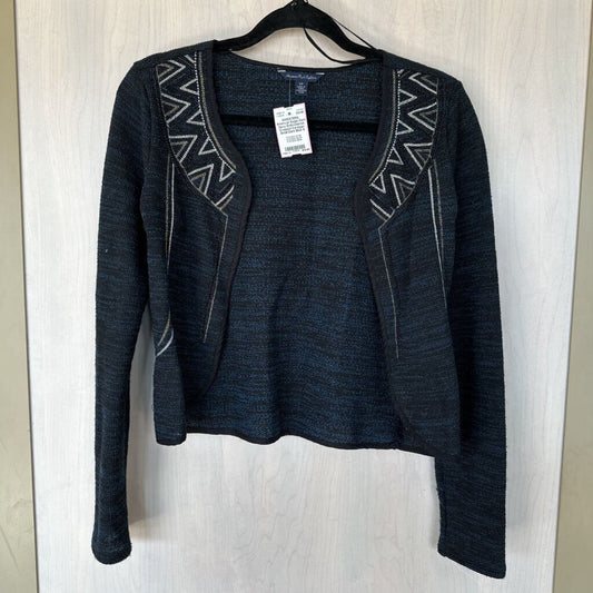 Dark Navy Embroidered Cropped Cardigan Small