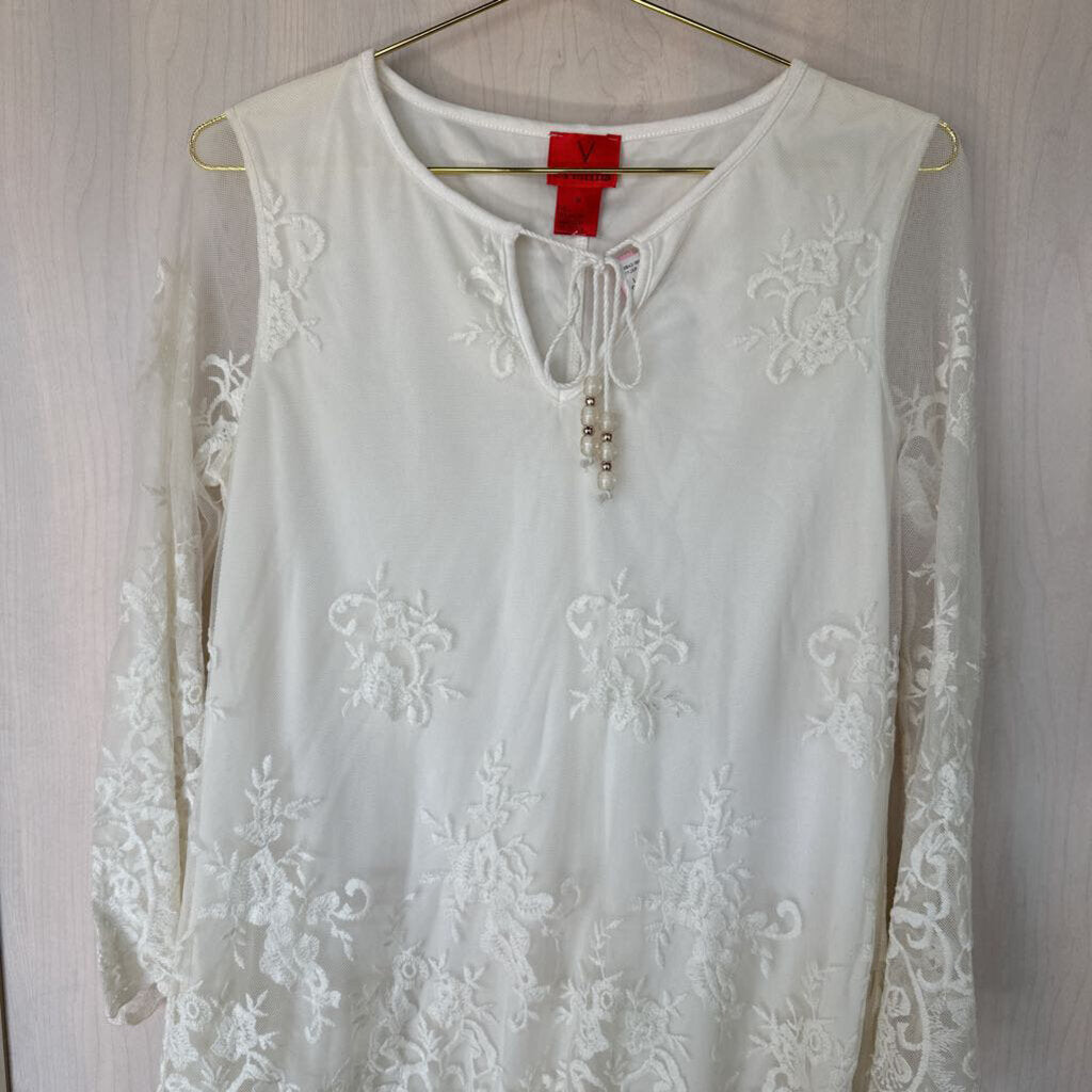 Cream Lace Bell Sleeve Top Medium