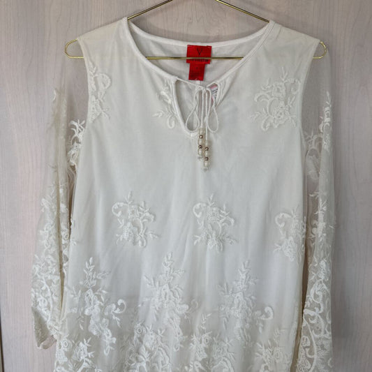 Cream Lace Bell Sleeve Top Medium