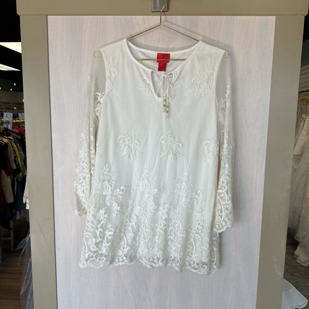 Cream Lace Bell Sleeve Top Medium