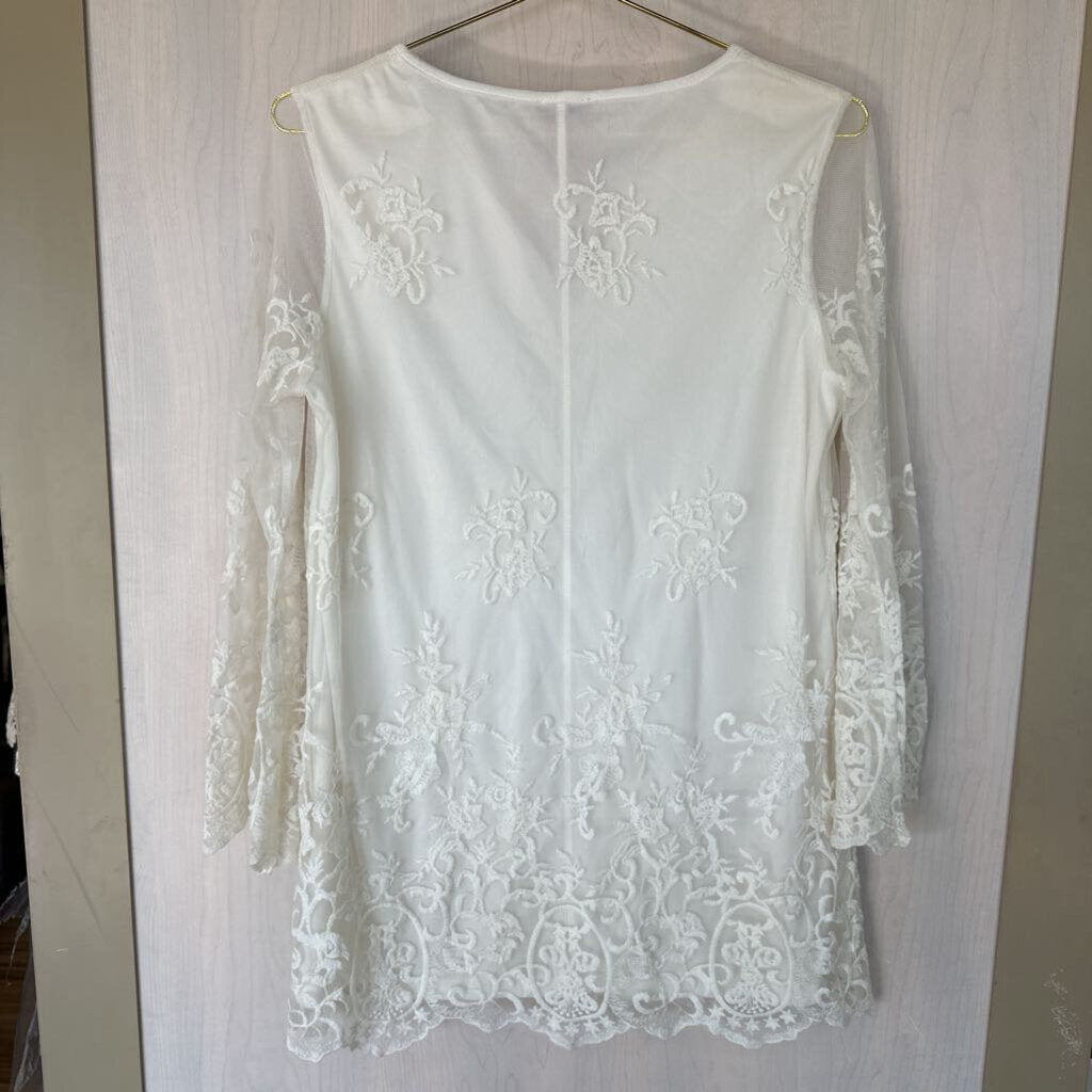 Cream Lace Bell Sleeve Top Medium