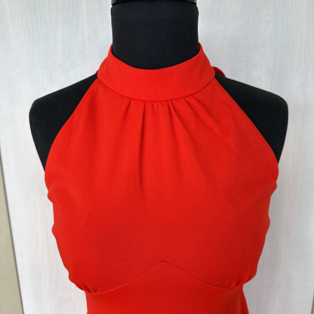 Vintage Red High Neck Long Formal Extra Small