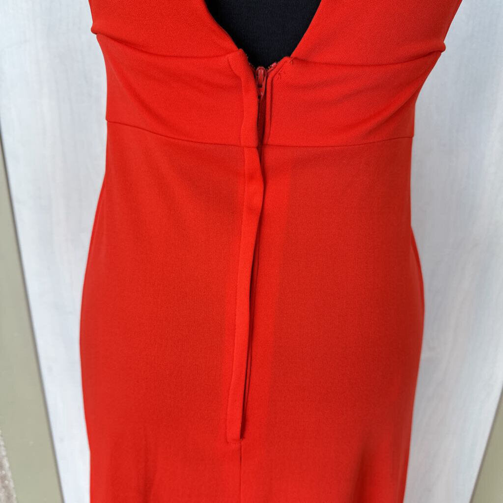 Vintage Red High Neck Long Formal Extra Small