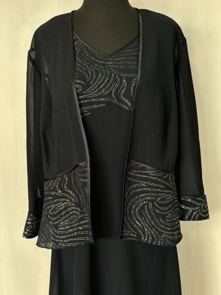 Dana Kay Black V Neck Sparkle Top With Matching Jacket 18W