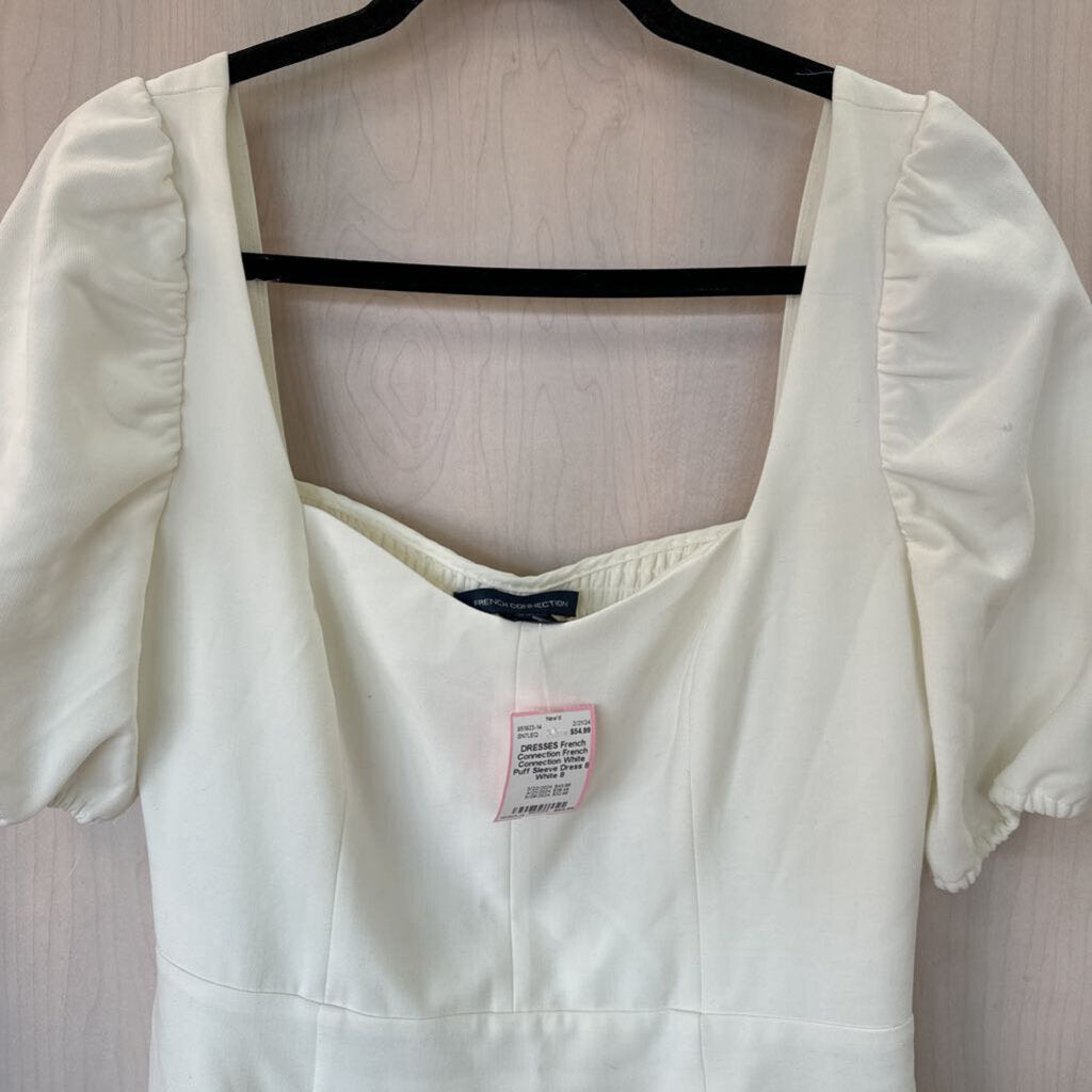 French Connection White Puff Sleeve Dress 8