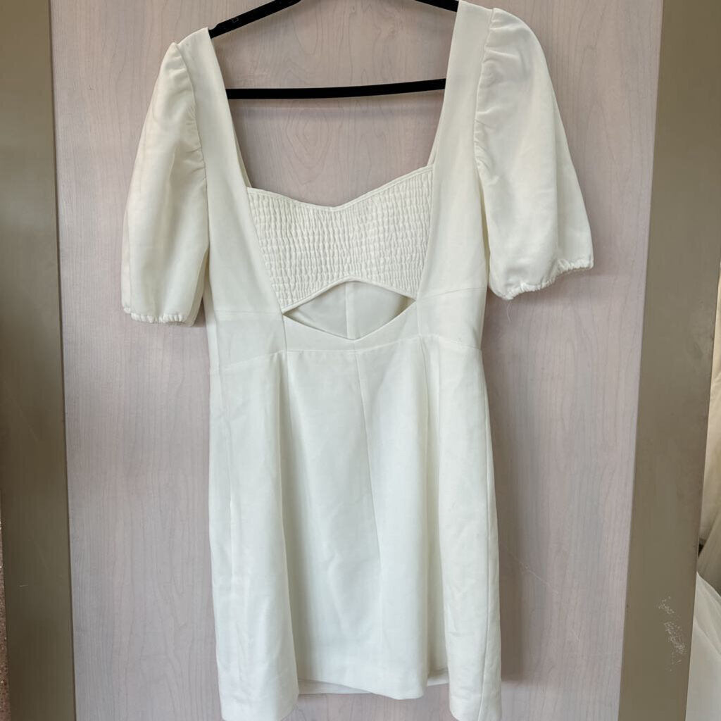 French Connection White Puff Sleeve Dress 8