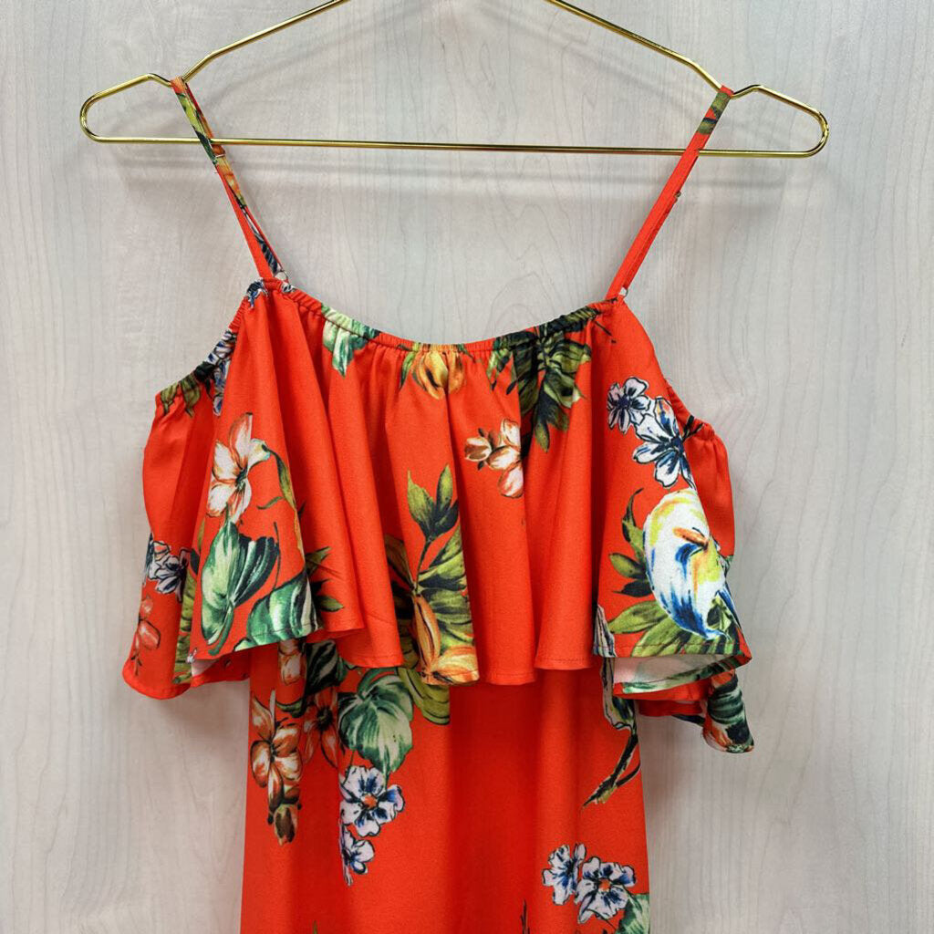 Davi & Dani Off The Shoulder Tropical Print Dress Medium