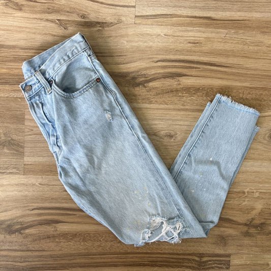 Levis Light Wash Distressed 501s Skinny Jeans 25