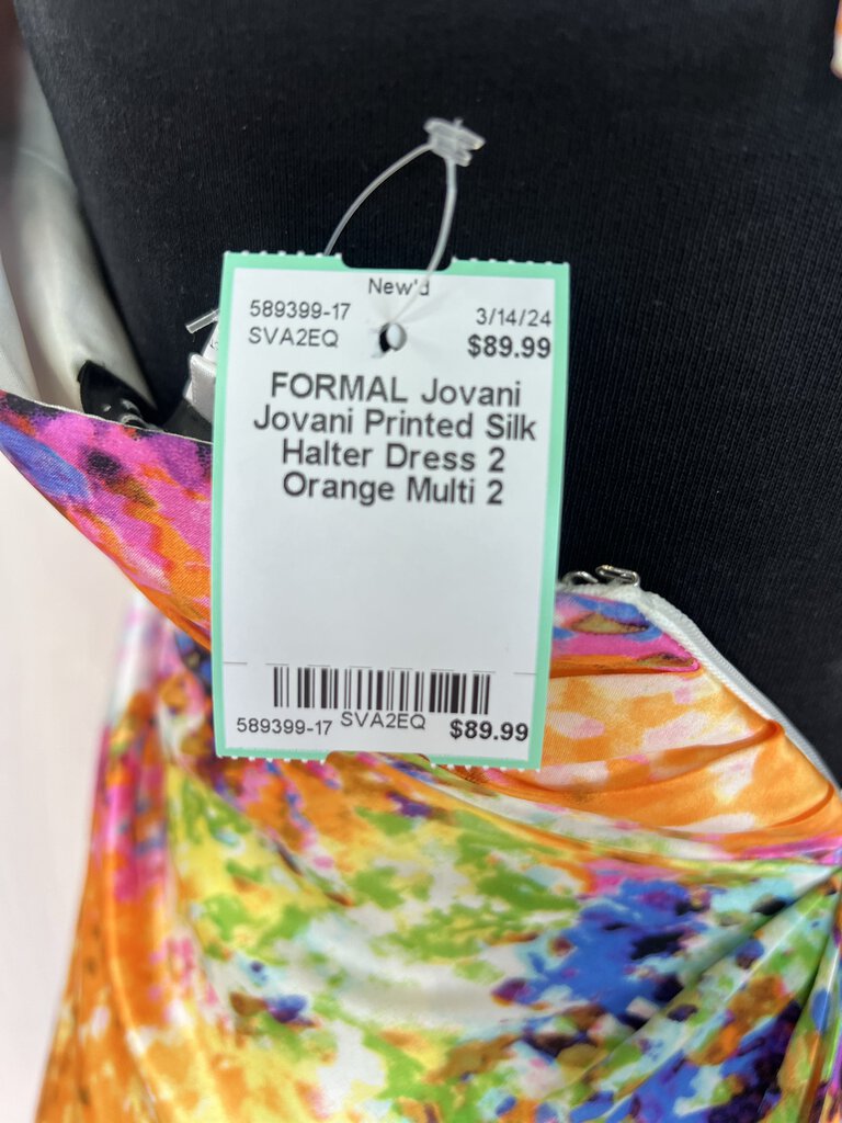 Jovani Printed Silk Halter Dress 2