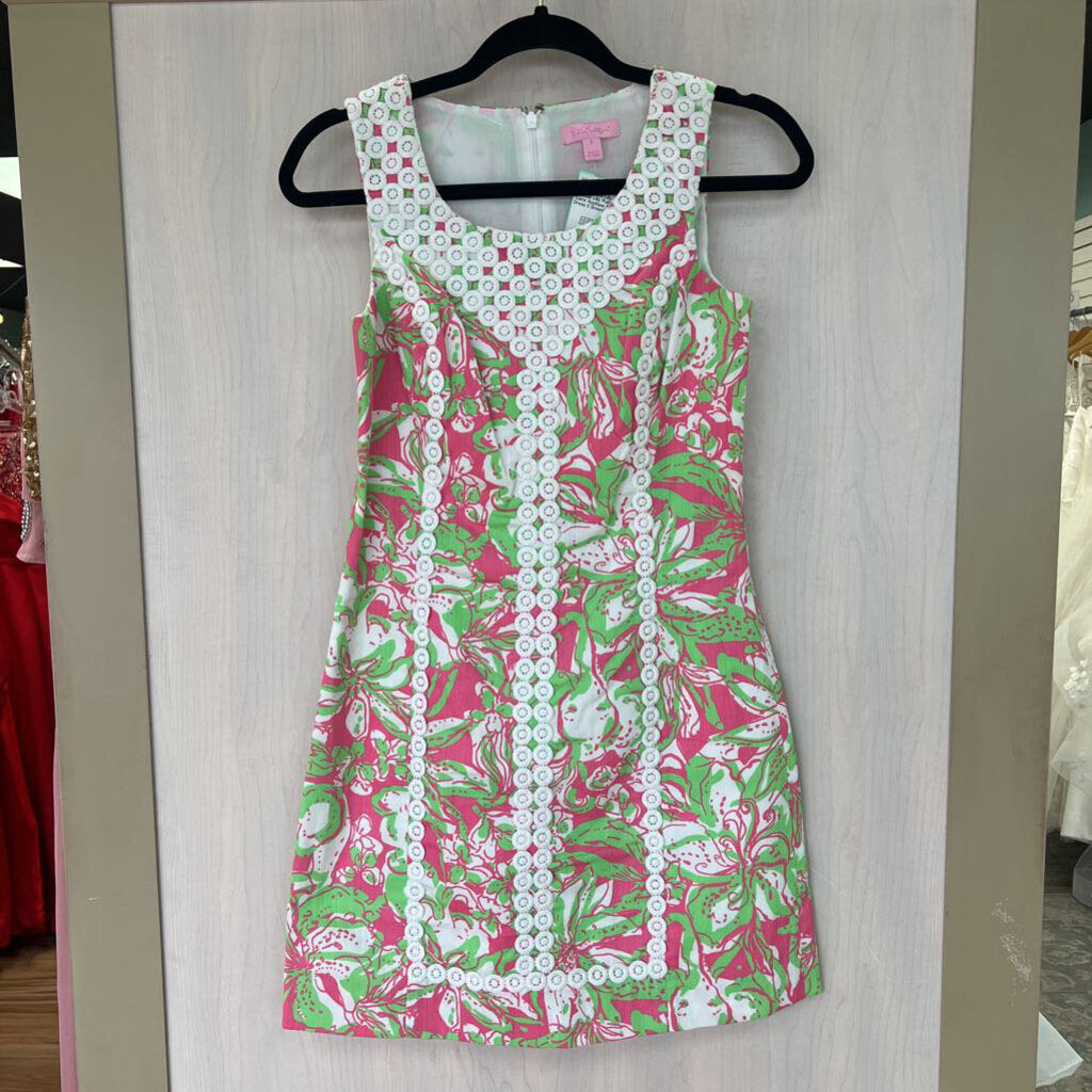 Lilly Pulitzer Lace Applique Shift Dress 0